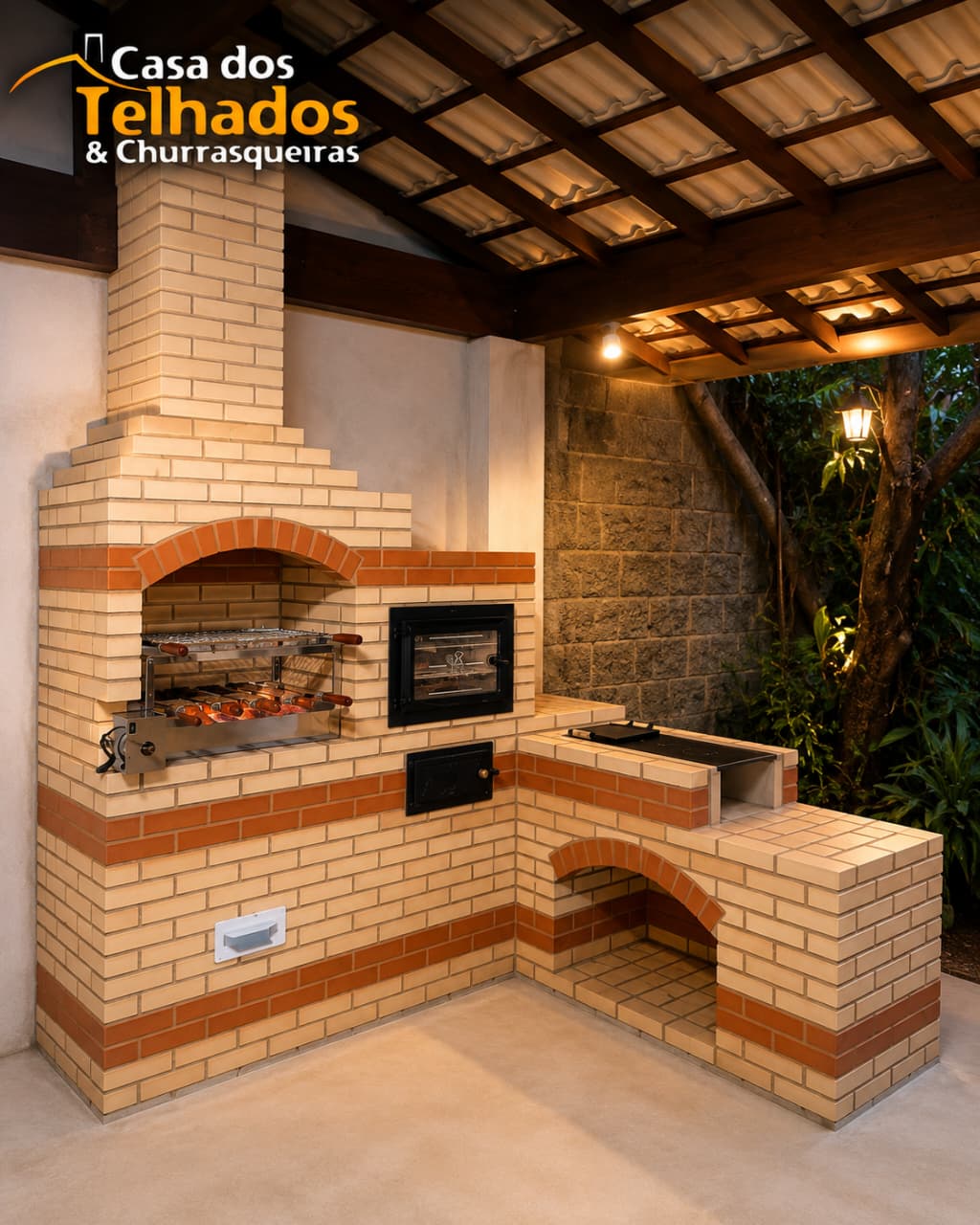 Churrasqueira de alvenaria em área gourmet